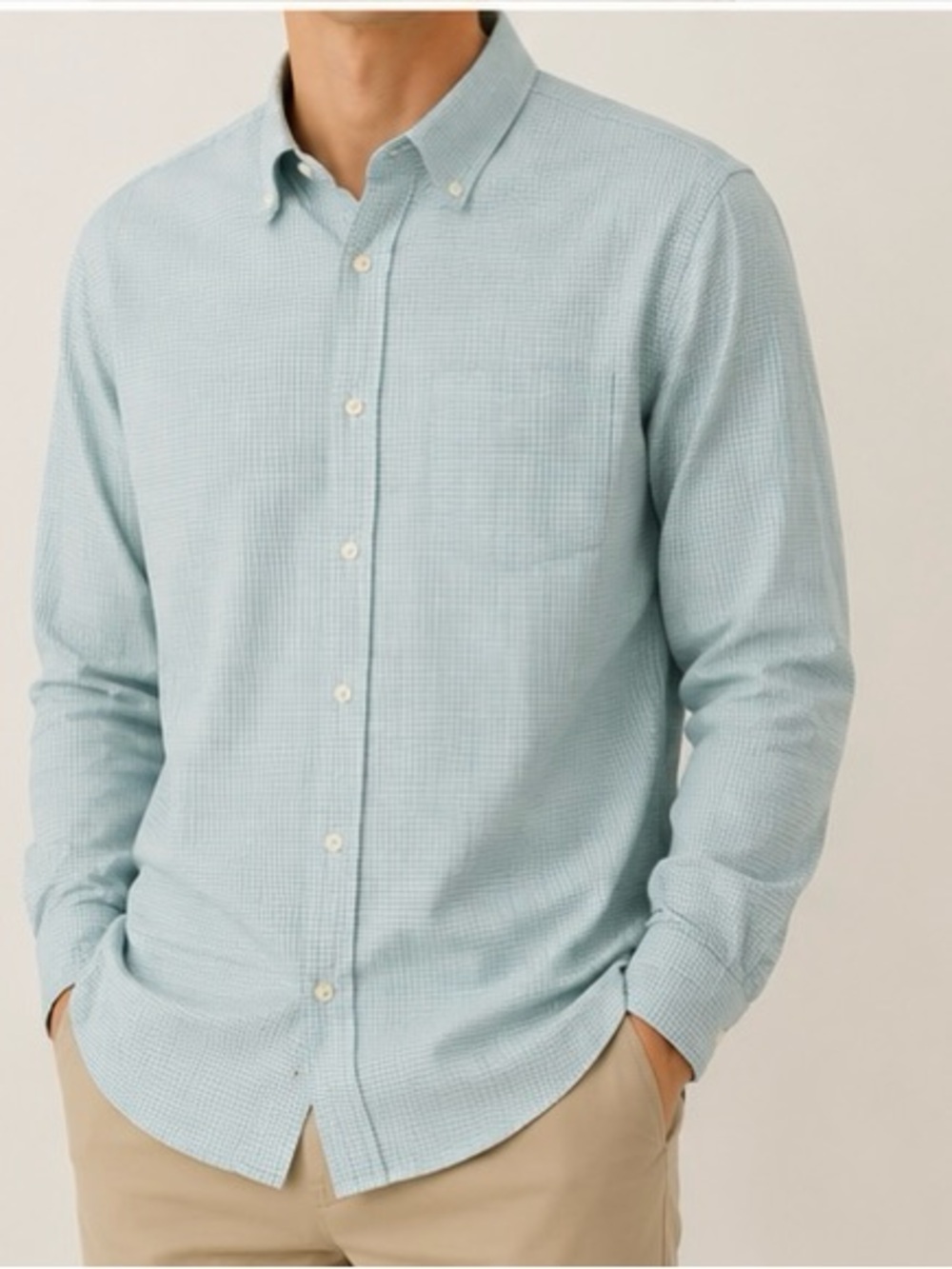 Goodfellow & Co Men’s Light Blue Micro-Plaid Dress Shirt